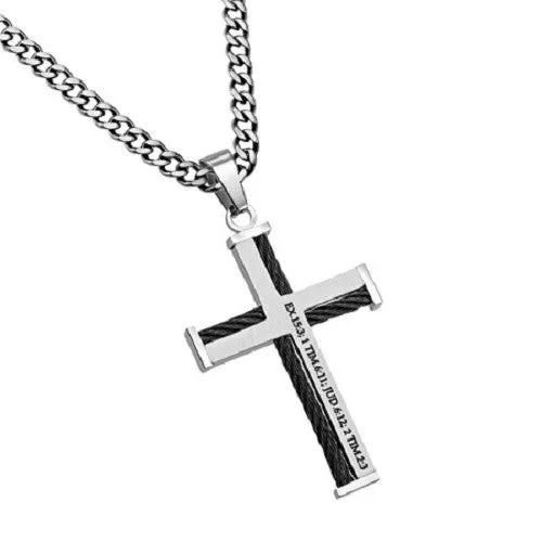 North Arrow Shop Necklaces Man of Valour Cable Cross Necklace Stainless Steel Curb Chain