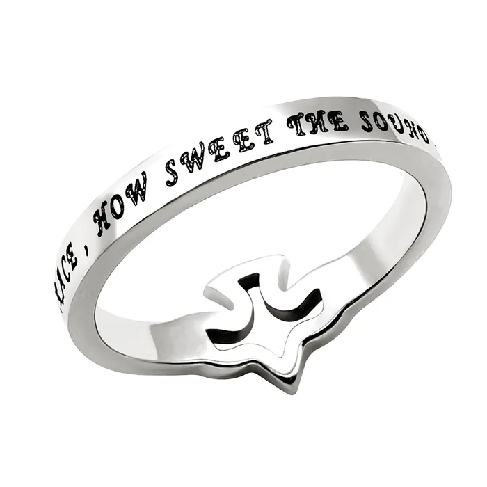 North Arrow Shop Rings AMAZING GRACE Ring Eph 289 Dove of Peace CZ Stones and Stainless Steel North Arrow Shop Rings AMAZING GRACE Ring Eph 289 Dove of Peace CZ Stones and Stainless Steel