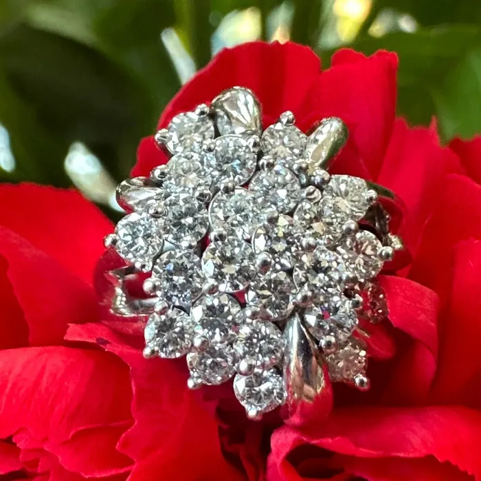 ONeills Estate Jewelry Rings 14 Karat White Gold Diamond Cluster Ring 13000215 ONeills Estate Jewelry Rings 14 Karat White Gold Diamond Cluster Ring 13000215