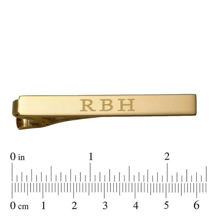 PreStyled Sets Mens Engravable Tie Bar in Brass with 18K Gold Plate 1 Line of Trendolla Trendolla Jewelry