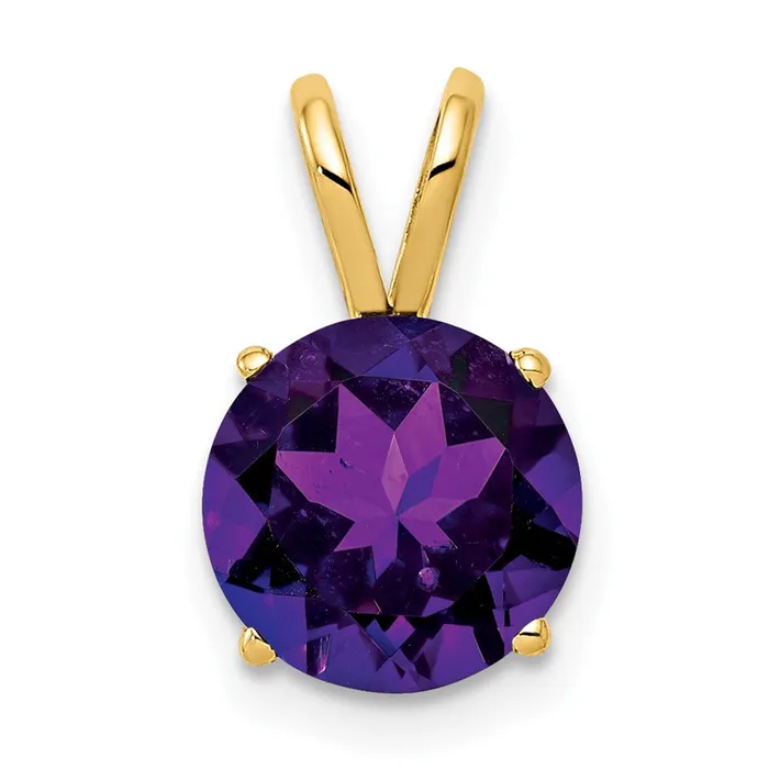 PreStyled Sets TreasureFineJewelers 14k Yellow Gold 8mm Amethyst pendant
