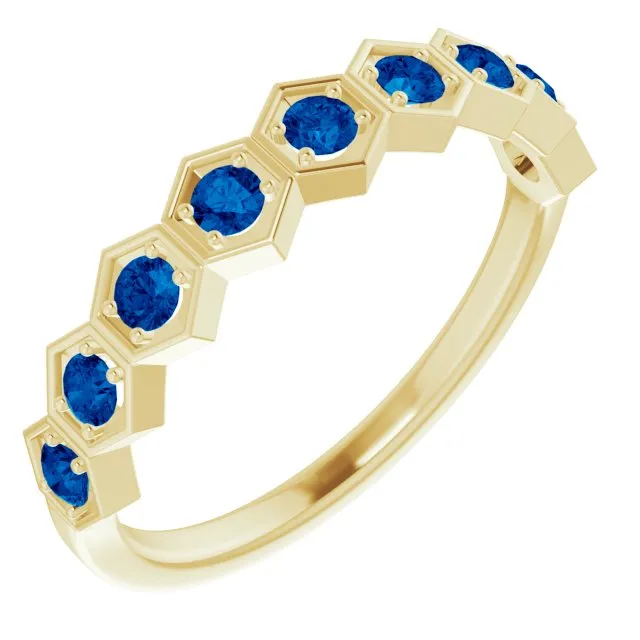 Rings 14K Yellow Natural Blue Sapphire Stackable Ring TreasureFineJeweler Rings 14K Yellow Natural Blue Sapphire Stackable Ring TreasureFineJeweler
