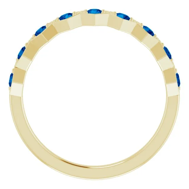 Rings 14K Yellow Natural Blue Sapphire Stackable Ring TreasureFineJeweler