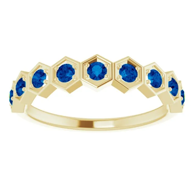 Rings 14K Yellow Natural Blue Sapphire Stackable Ring TreasureFineJeweler