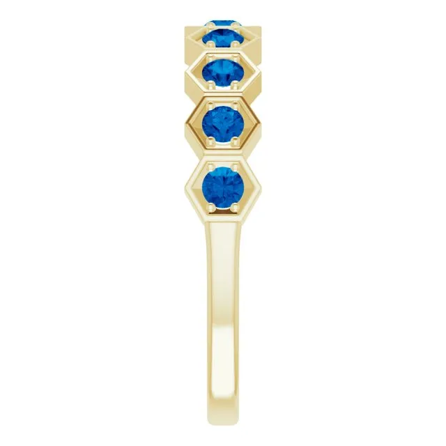 Rings 14K Yellow Natural Blue Sapphire Stackable Ring TreasureFineJeweler