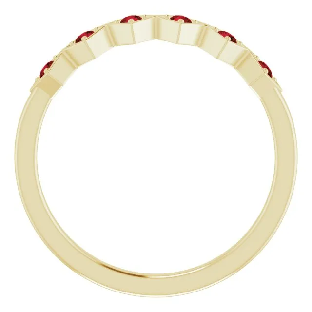 Rings 14K Yellow Natural Mozambique Garnet Stackable Ring TreasureFineJeweler