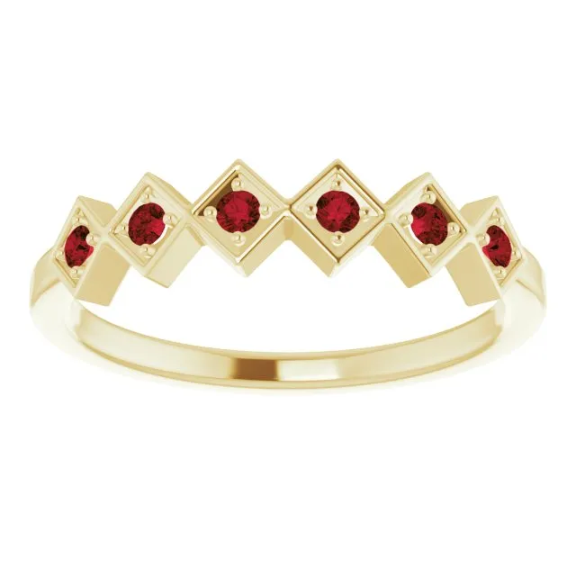 Rings 14K Yellow Natural Mozambique Garnet Stackable Ring TreasureFineJeweler