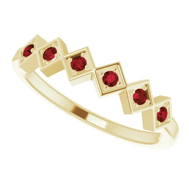 Rings 14K Yellow Natural Mozambique Garnet Stackable Ring TreasureFineJeweler