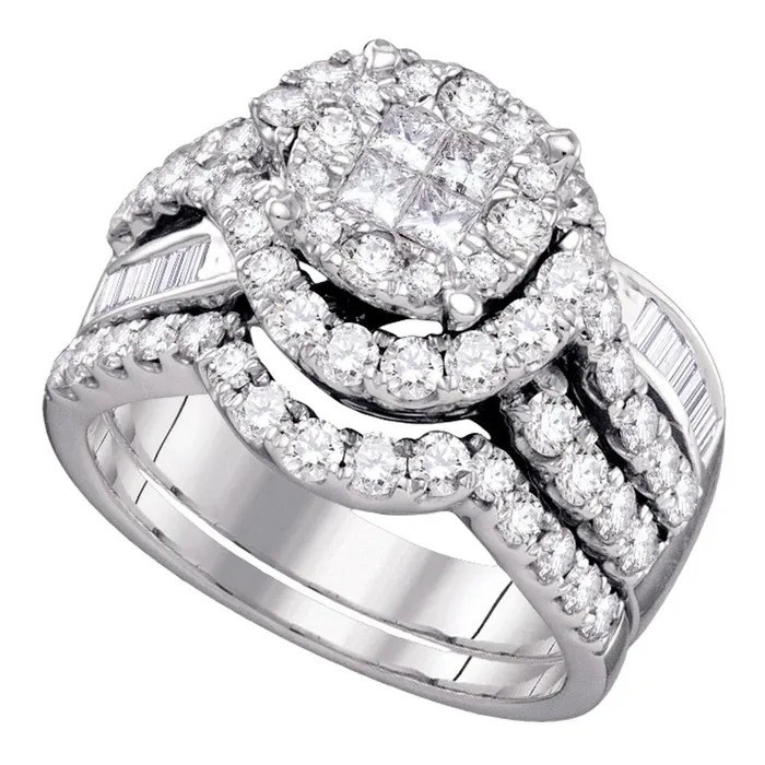 Rings North Arrow Shop 14kt white gold womens princess round diamond soleil bridal wedding engagement ring band set 1 34 cttw67322