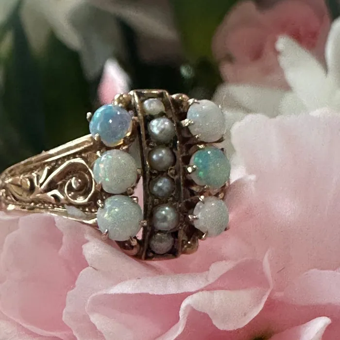 Rings ONeills Estate Jewelry 10 Karat Yellow Gold Opal Seed Pearl Ring 20002664 Rings ONeills Estate Jewelry 10 Karat Yellow Gold Opal Seed Pearl Ring 20002664