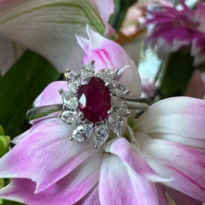 Rings ONeills Estate Jewelry Platinum Ruby Diamond Ring 20002656