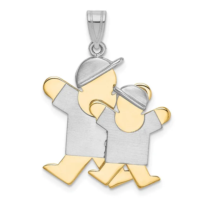 Rings TreasureFineJewelers 14k TwoTone Big Boy and Little Boy Engravable Charm Rings TreasureFineJewelers 14k TwoTone Big Boy and Little Boy Engravable Charm