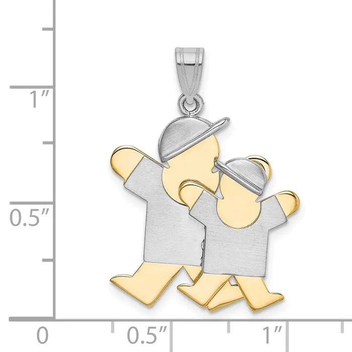 Rings TreasureFineJewelers 14k TwoTone Big Boy and Little Boy Engravable Charm