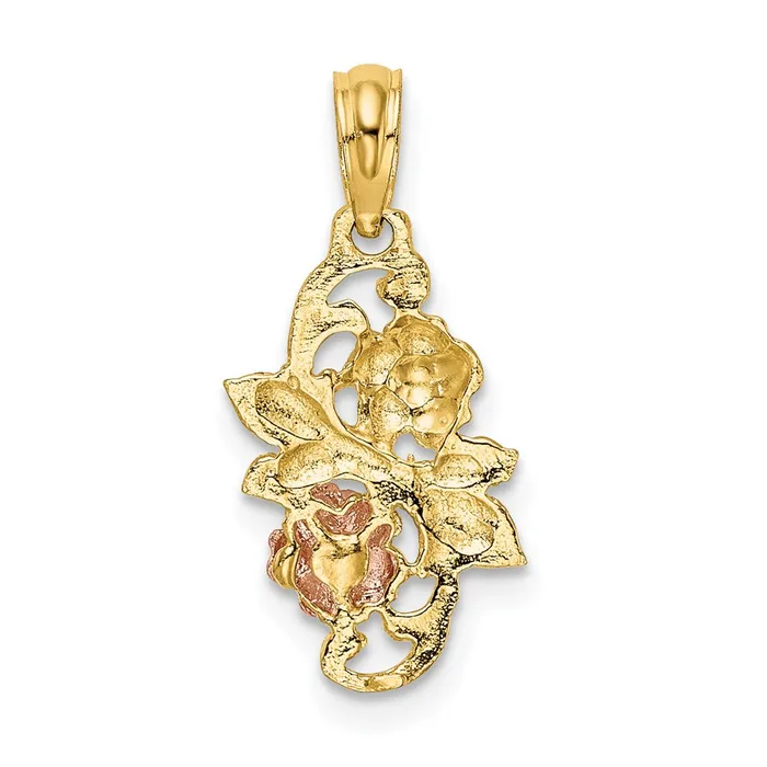 Rings TreasureFineJewelers 14k Twotone with White Rhodium Flowers Charm