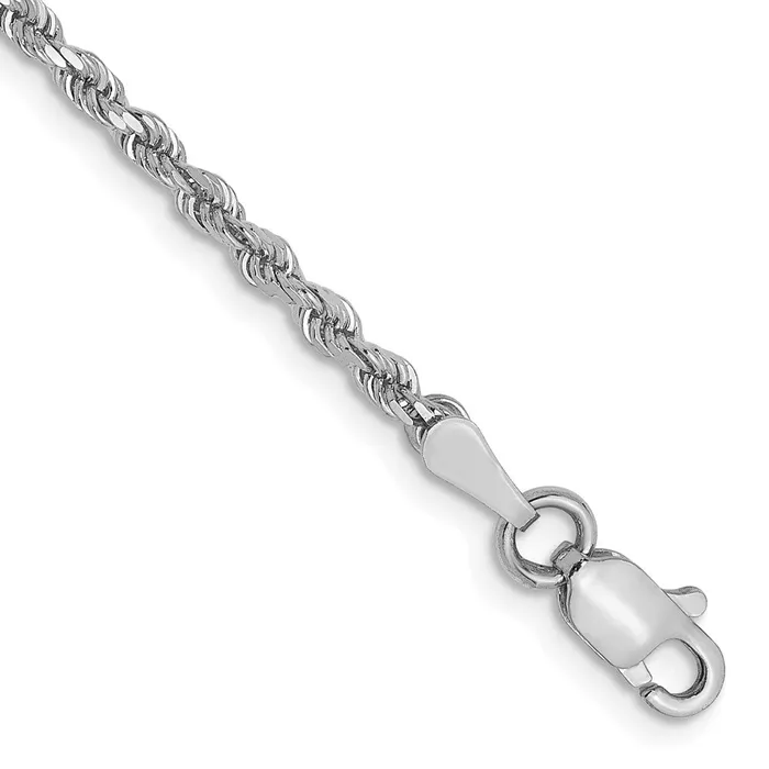Rings TreasureFineJewelers 14K White Gold 2mm DiamondCut Rope Chain