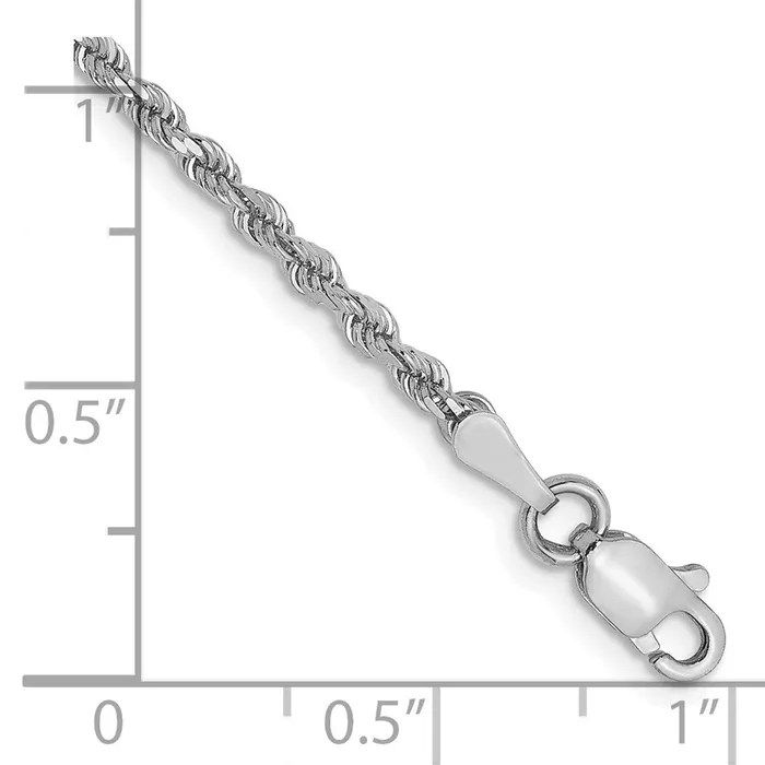 Rings TreasureFineJewelers 14K White Gold 2mm DiamondCut Rope Chain