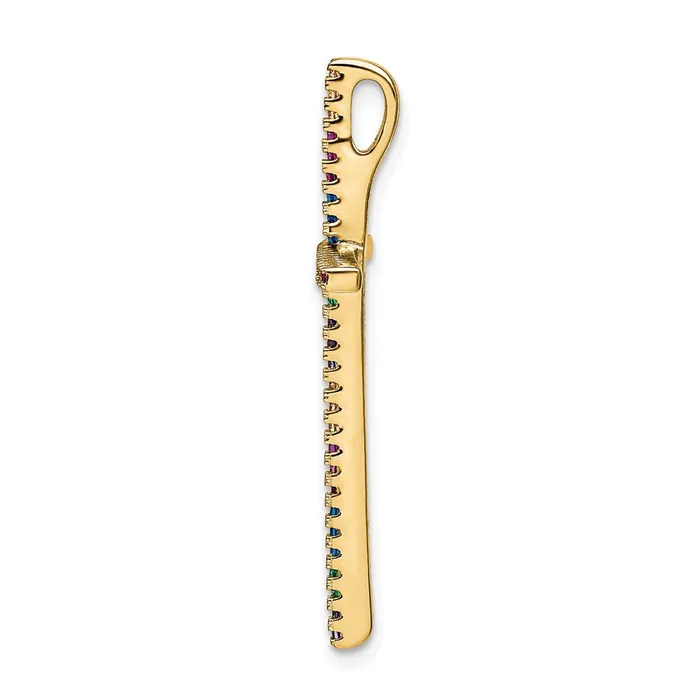 Rings TreasureFineJewelers Prizma Sterling Silver Goldtone 14K Flash Goldplated Colorful CZ Cross Chain Slide