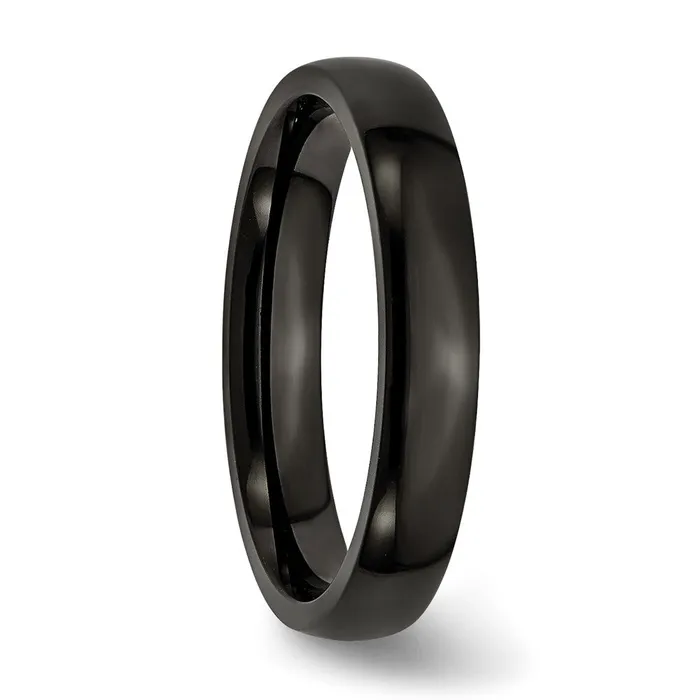 Rings TreasureFineJewelers Stainless Steel 4mm Black IPplated Polished Band