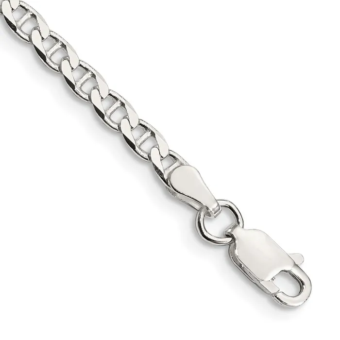 Rings TreasureFineJewelers Sterling Silver 315mm Flat Cuban Anchor Chain Anklet