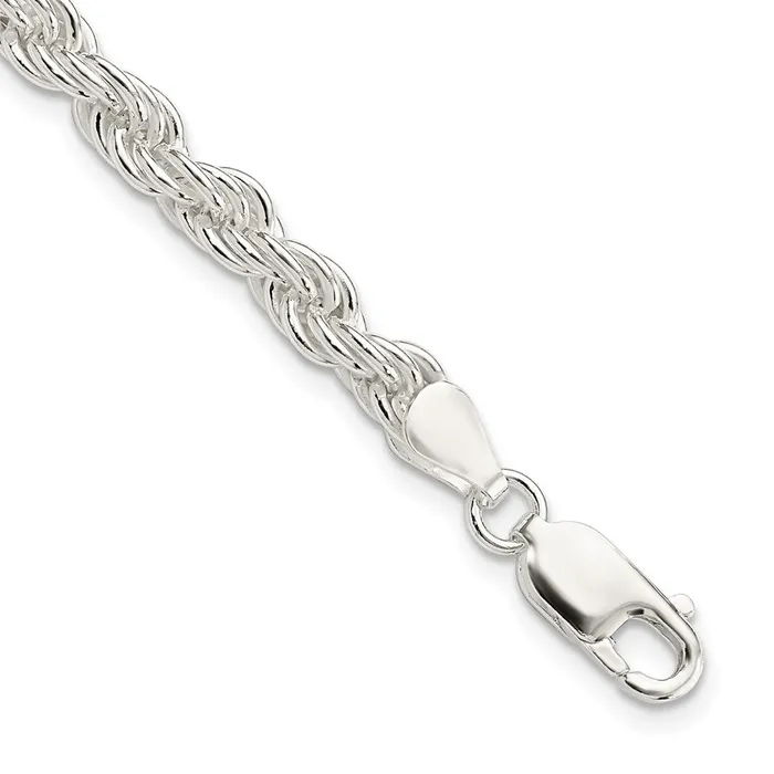 Rings TreasureFineJewelers Sterling Silver 5mm Solid Rope Chain