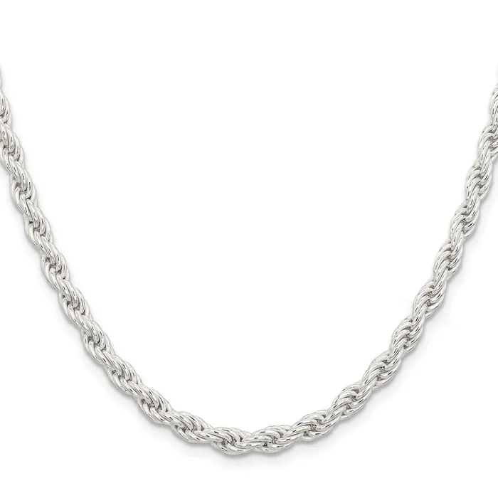 Rings TreasureFineJewelers Sterling Silver 5mm Solid Rope Chain