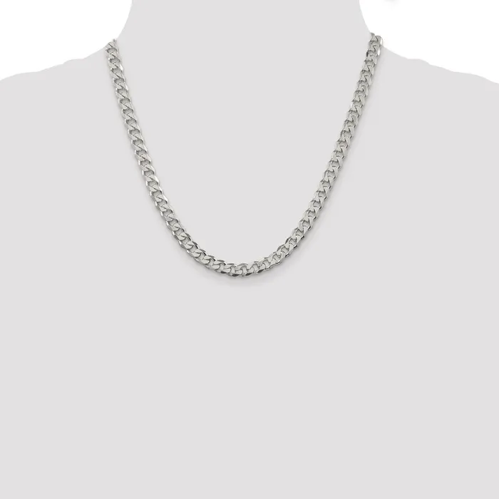 Rings TreasureFineJewelers Sterling Silver 7mm Pav Curb Chain
