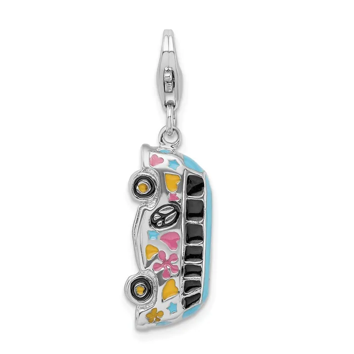 Rings TreasureFineJewelers Sterling Silver Amore La Vita Rhodiumpl 3D Enameled Hippie Bus Charm Rings TreasureFineJewelers Sterling Silver Amore La Vita Rhodiumpl 3D Enameled Hippie Bus Charm