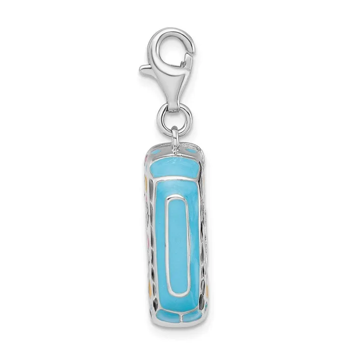 Rings TreasureFineJewelers Sterling Silver Amore La Vita Rhodiumpl 3D Enameled Hippie Bus Charm
