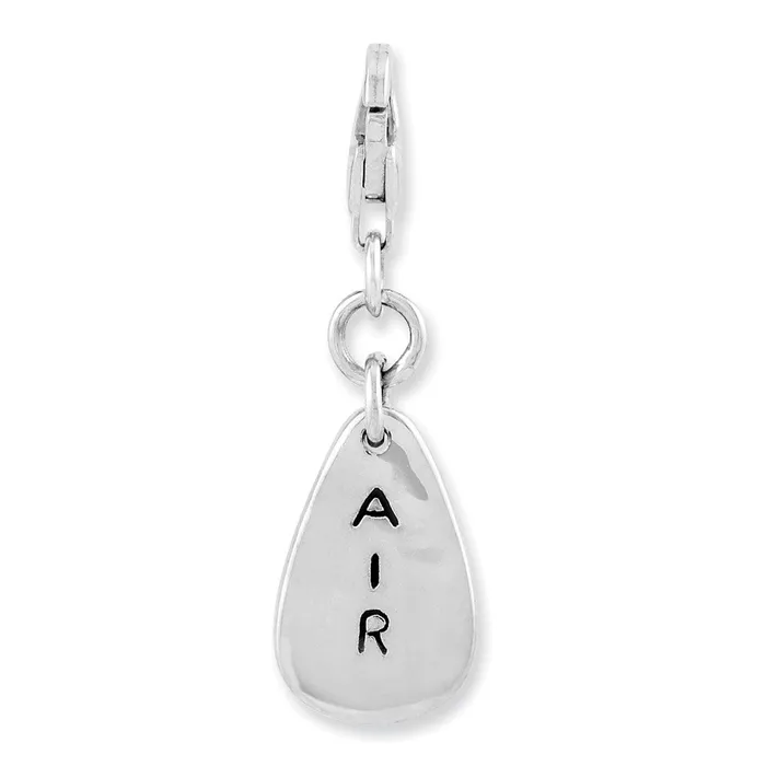 Rings TreasureFineJewelers Sterling Silver Amore La Vita Rhodiumplated Polished Air Symbol Charm