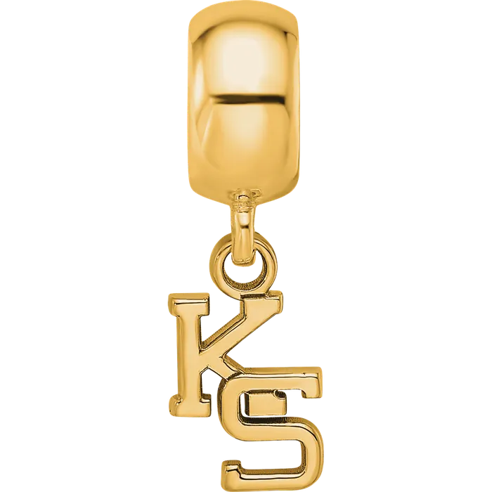 Rings TreasureFineJewelers Sterling Silver Goldplated LogoArt Kansas State University KS Extra Small Dangle Bead Charm