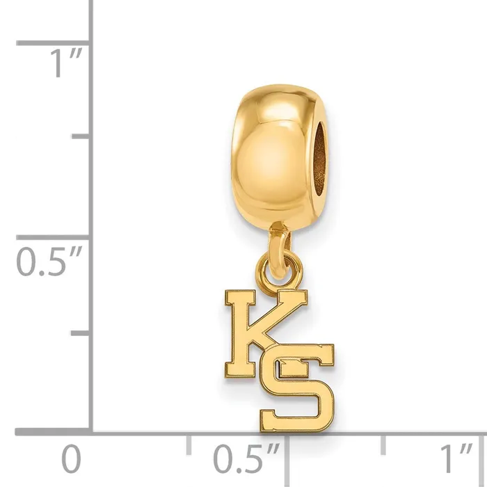 Rings TreasureFineJewelers Sterling Silver Goldplated LogoArt Kansas State University KS Extra Small Dangle Bead Charm