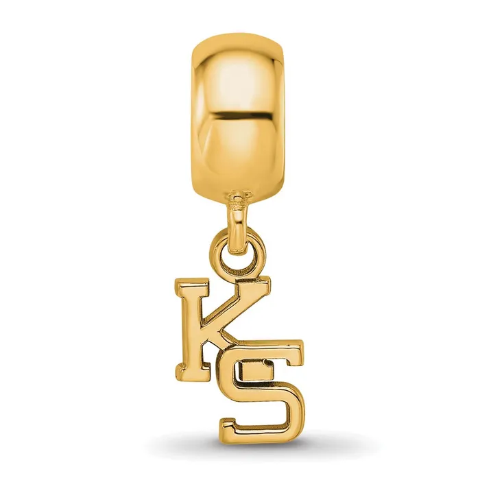 Rings TreasureFineJewelers Sterling Silver Goldplated LogoArt Kansas State University KS Extra Small Dangle Bead Charm