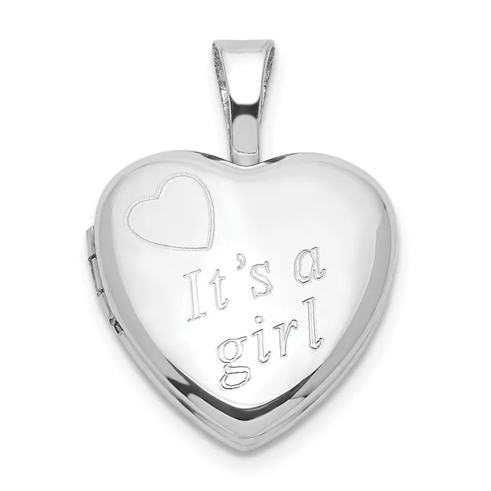 Rings TreasureFineJewelers Sterling Silver Its A Girl 12mm Heart Locket