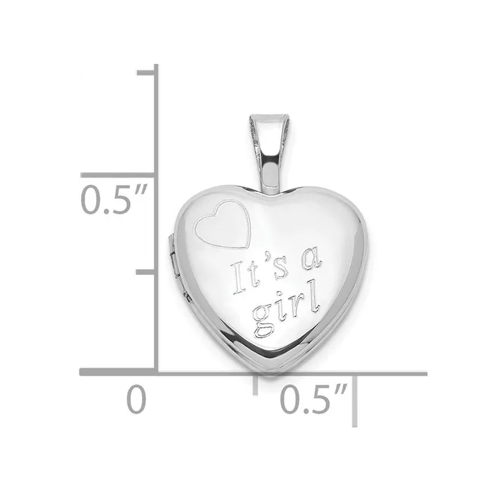 Rings TreasureFineJewelers Sterling Silver Its A Girl 12mm Heart Locket