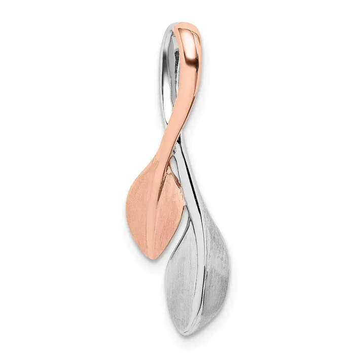 Rings TreasureFineJewelers Sterling Silver RHplated Rose Goldplated Polished Brushed Leaf Slide Rings TreasureFineJewelers Sterling Silver RHplated Rose Goldplated Polished Brushed Leaf Slide