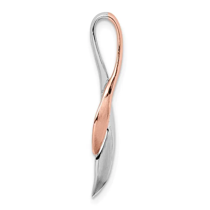 Rings TreasureFineJewelers Sterling Silver RHplated Rose Goldplated Polished Brushed Leaf Slide