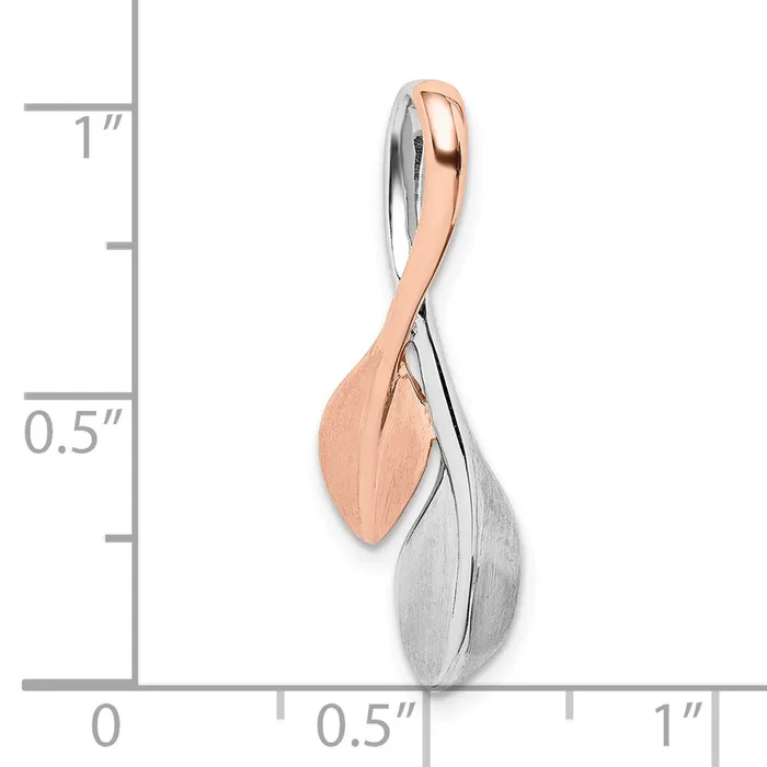 Rings TreasureFineJewelers Sterling Silver RHplated Rose Goldplated Polished Brushed Leaf Slide