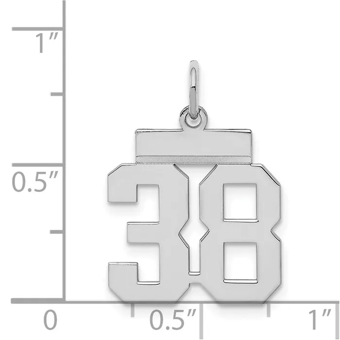 Rings TreasureFineJewelers Sterling SilverRhodiumplated Polished Number 38 Charm