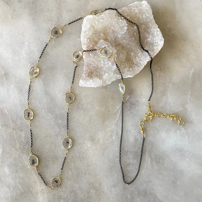 Robindira Unsworth Necklaces Diamond Slice Long Layering Necklace