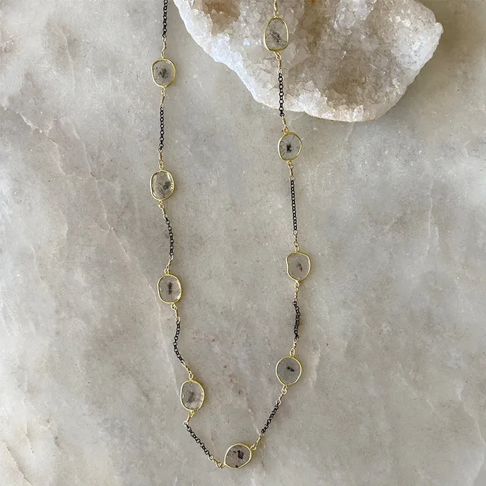 Robindira Unsworth Necklaces Diamond Slice Long Layering Necklace