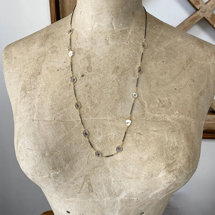 Robindira Unsworth Necklaces Diamond Slice Long Layering Necklace