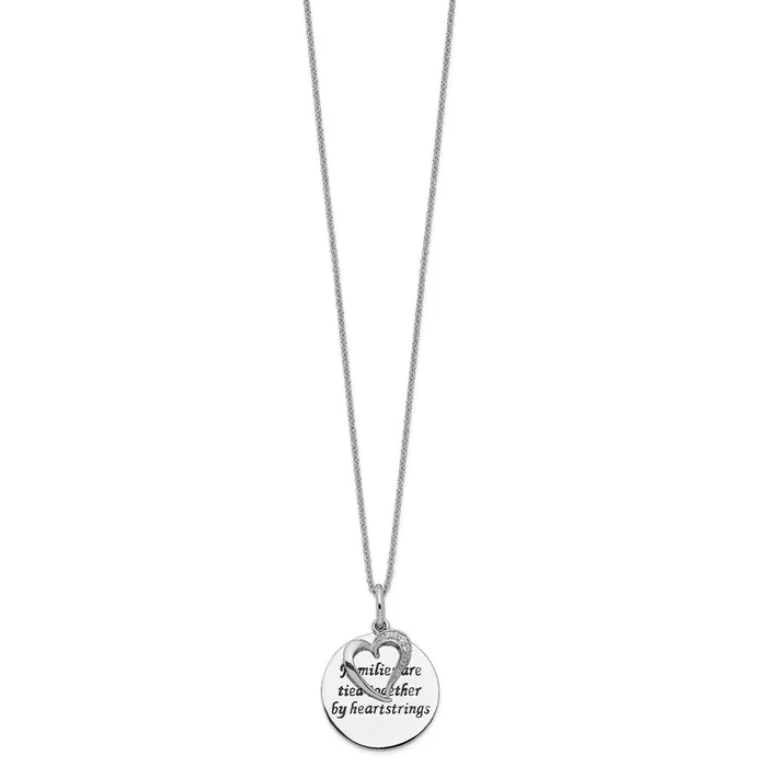 Sentimental Expressions Sterling Silver Rhodiumplated Antiqued CZ Families Are Tied Together 18in Heart Necklace TreasureFineJewelers Necklaces