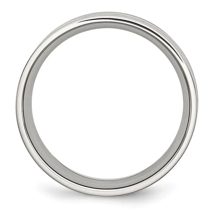 Stainless Steel Polished Double Row Black Carbon Fiber Inlay 8mm Band TreasureFineJewelers Rings