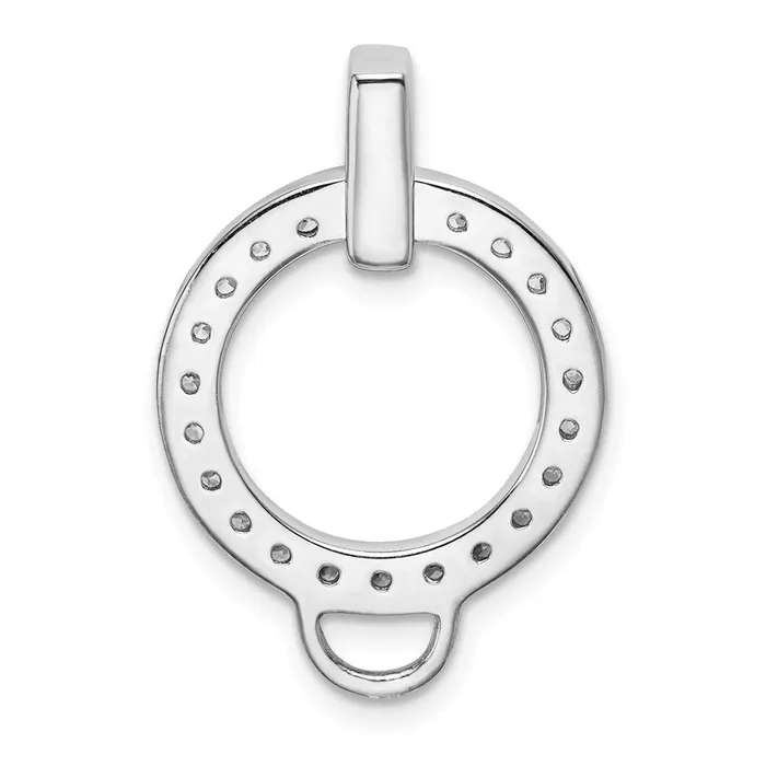 Sterling Silver Amore La Vita Rhodiumpl CZ Circle Charm Holder Pendant TreasureFineJewelers Necklaces