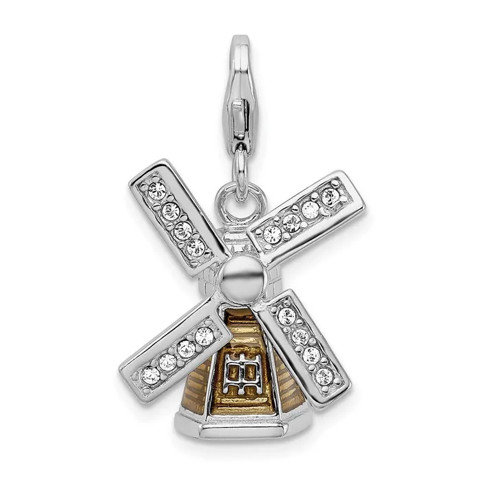Sterling Silver Amore La Vita Rhodiumpl Enameled 3D Windmill Charm TreasureFineJewelers Rings Sterling Silver Amore La Vita Rhodiumpl Enameled 3D Windmill Charm TreasureFineJewelers Rings