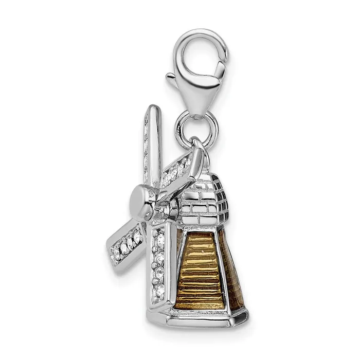 Sterling Silver Amore La Vita Rhodiumpl Enameled 3D Windmill Charm TreasureFineJewelers Rings