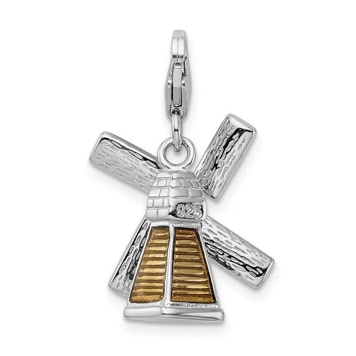 Sterling Silver Amore La Vita Rhodiumpl Enameled 3D Windmill Charm TreasureFineJewelers Rings