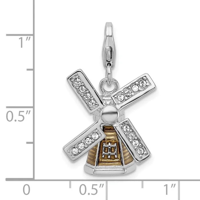 Sterling Silver Amore La Vita Rhodiumpl Enameled 3D Windmill Charm TreasureFineJewelers Rings
