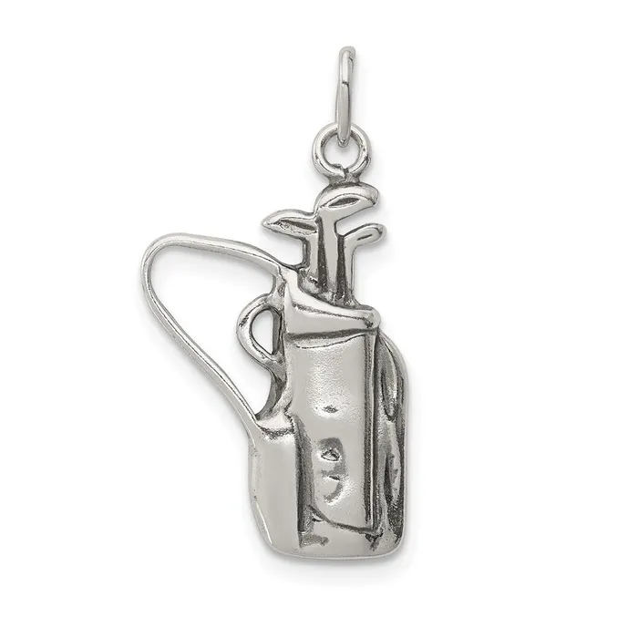 Sterling Silver Antiqued Golf Clubs wBag Charm TreasureFineJewelers Rings