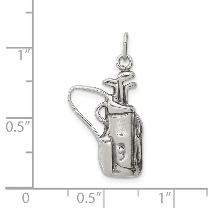 Sterling Silver Antiqued Golf Clubs wBag Charm TreasureFineJewelers Rings